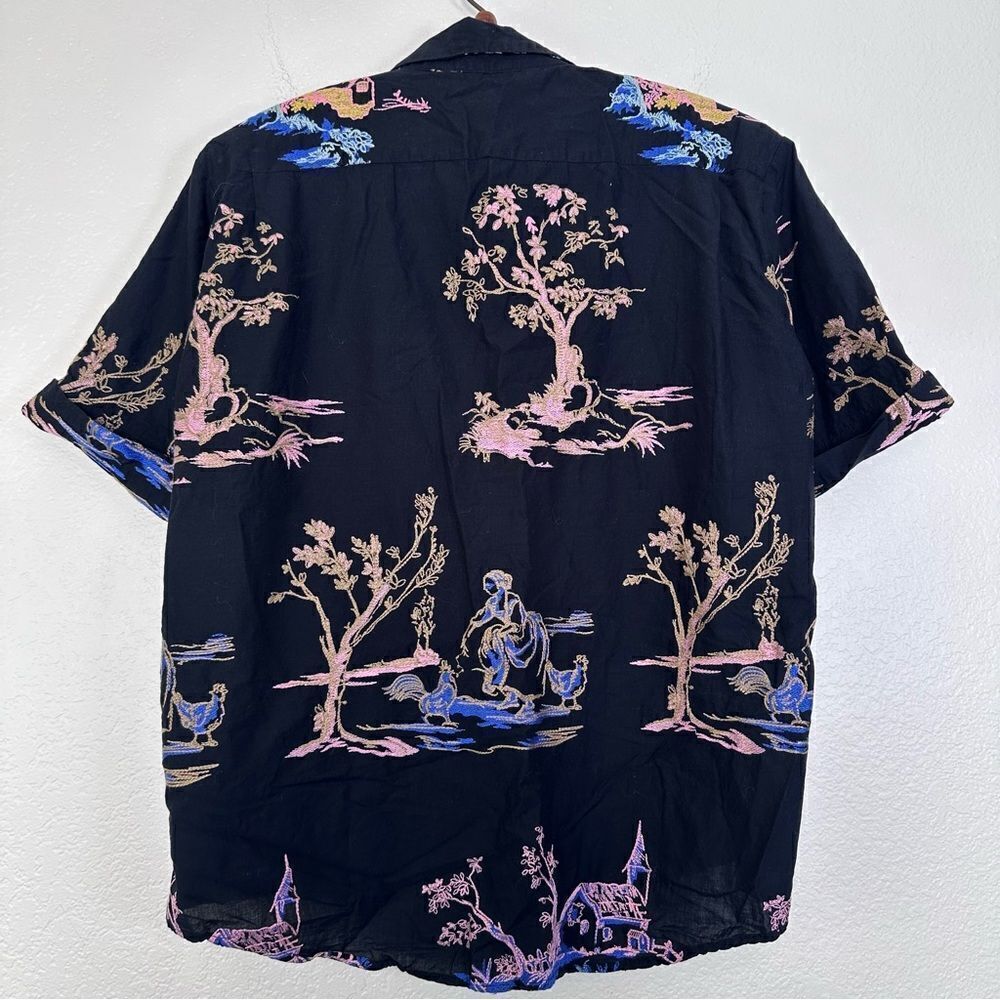 Zara Japanese Garden Graphic Button Down Shirt Size S - Picture 9 of 9